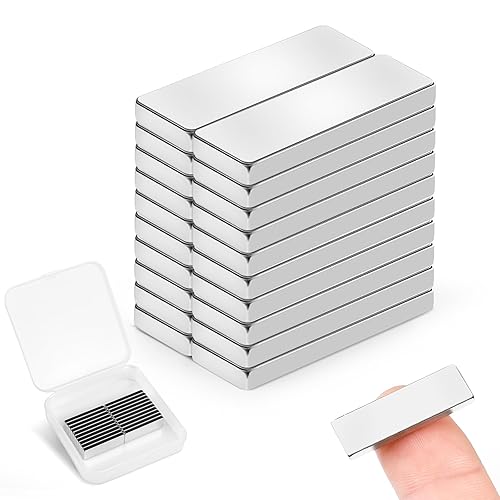 Miniatura 30 de MIKEDE Imanes de neodimio de tierras raras, paquete de 20 barras de imanes fuertes y resistentes, potentes tiras magnéticas con respaldo adhesivo de