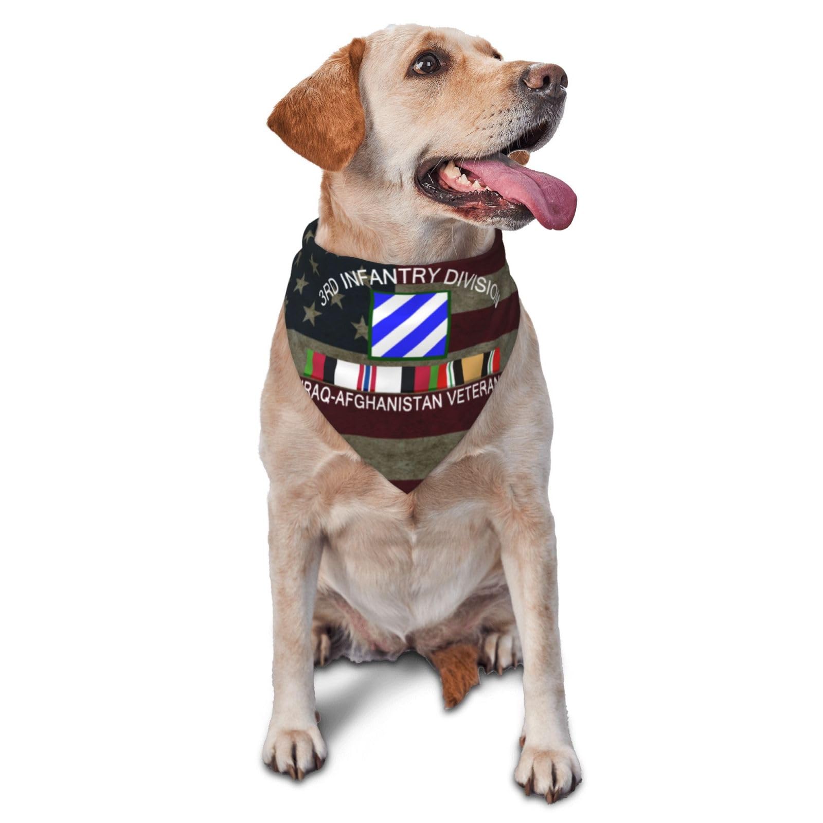 3rd Infantry Division Iraq-Afghanistan Veteran Dog Scarf Pet Bandana Cat Pet Bibs