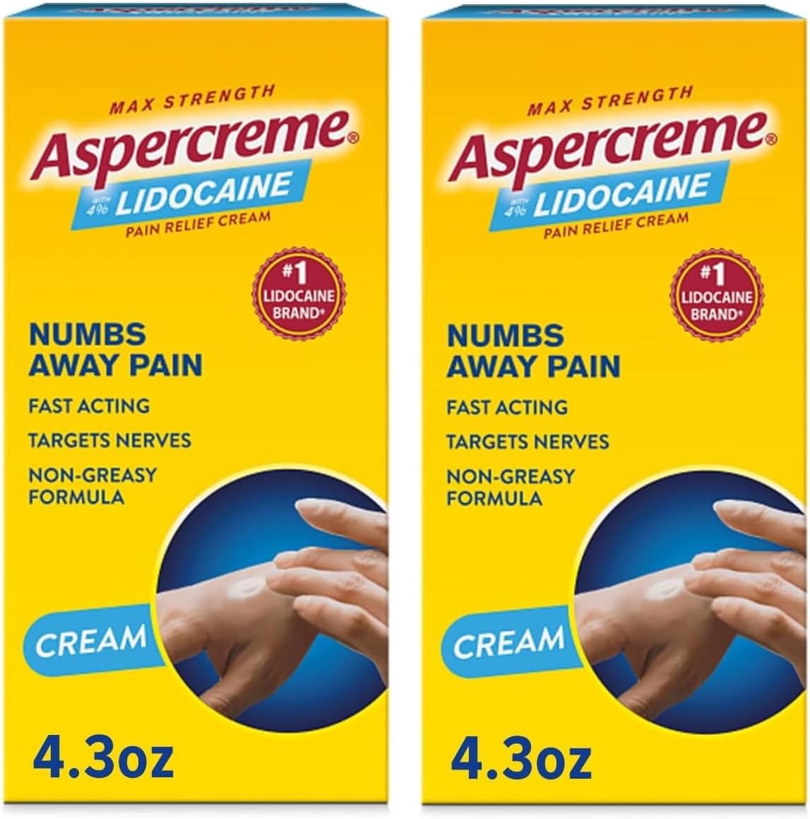 with Lidocaine Maximum Strength Pain Relief Cream, 4.3 Oz (Pack of 2)