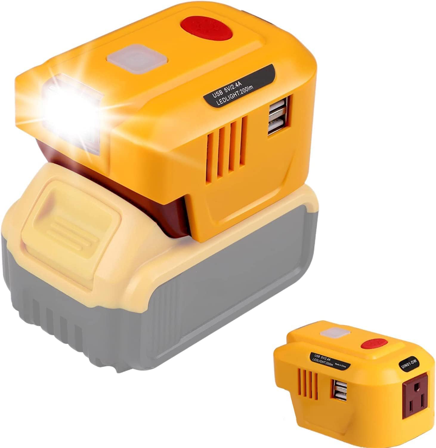 for DeWalt Power Inverter, Convert 20V to 110V 150W Battery Adapter with AC Output Port, LED Light, 2 USB Ports for Tablet Mobile Phone Charger Adapter