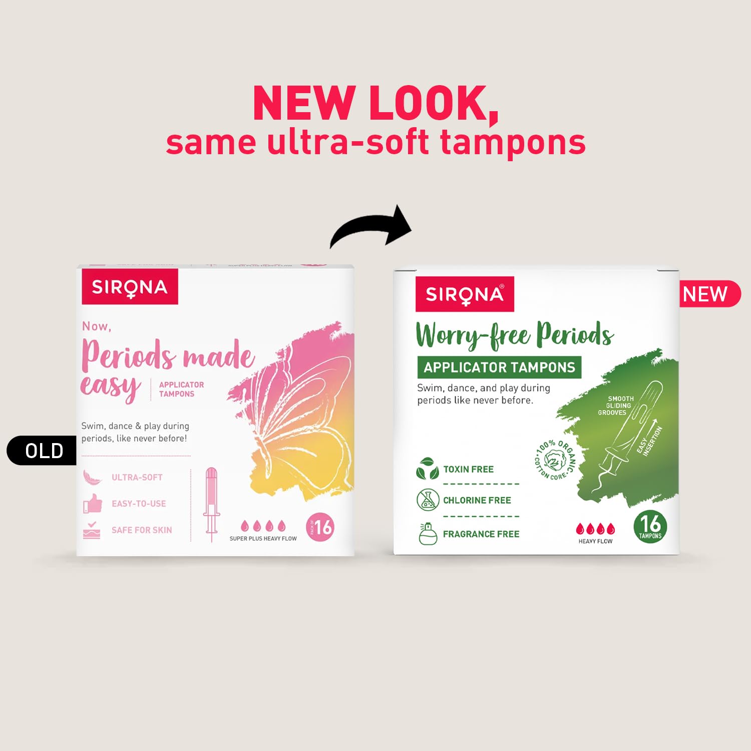 Sirona Period Made Easy Applicator Tampons for Heavy & Super Heavy Flow | 16 Pcs |Biodegradable Tampons | FDA Approved | Ultra Soft & Comfortable | Upto 100% Leak Free | Highly Absorbent Tampon for Rash Free Periods |
