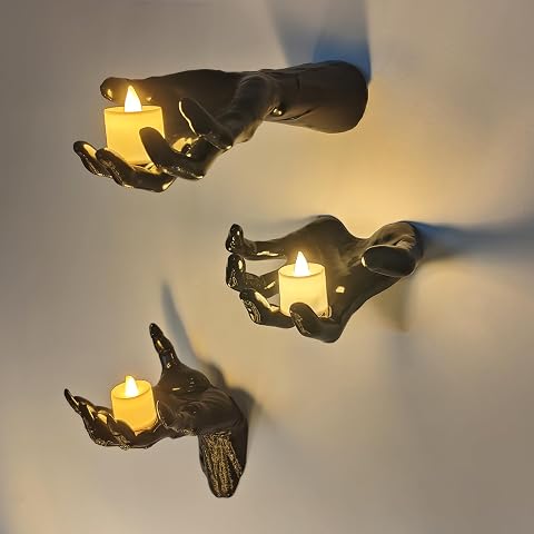 Halloween Decorations 3 Set Creepy Hands with Candles Wall Decor