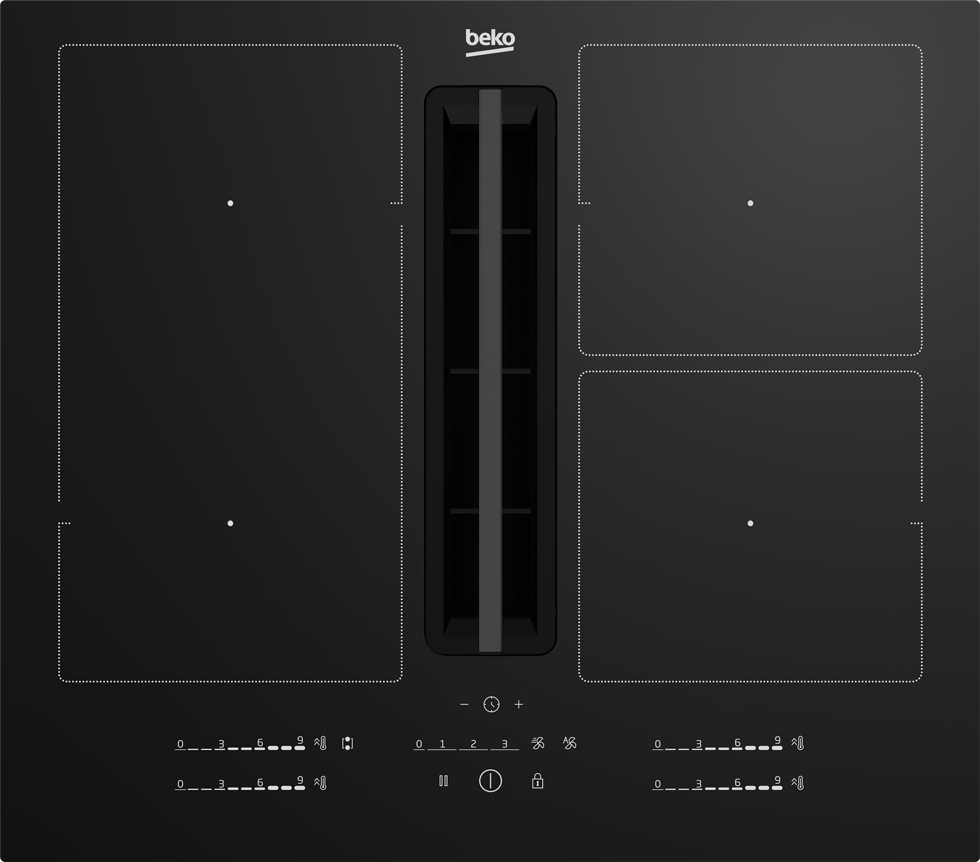 Beko HIXI 64700 UF: Piano a Induzione con Cappa Integrata, 4 Zone con 1 Sezione IndyFlex, 60 cm