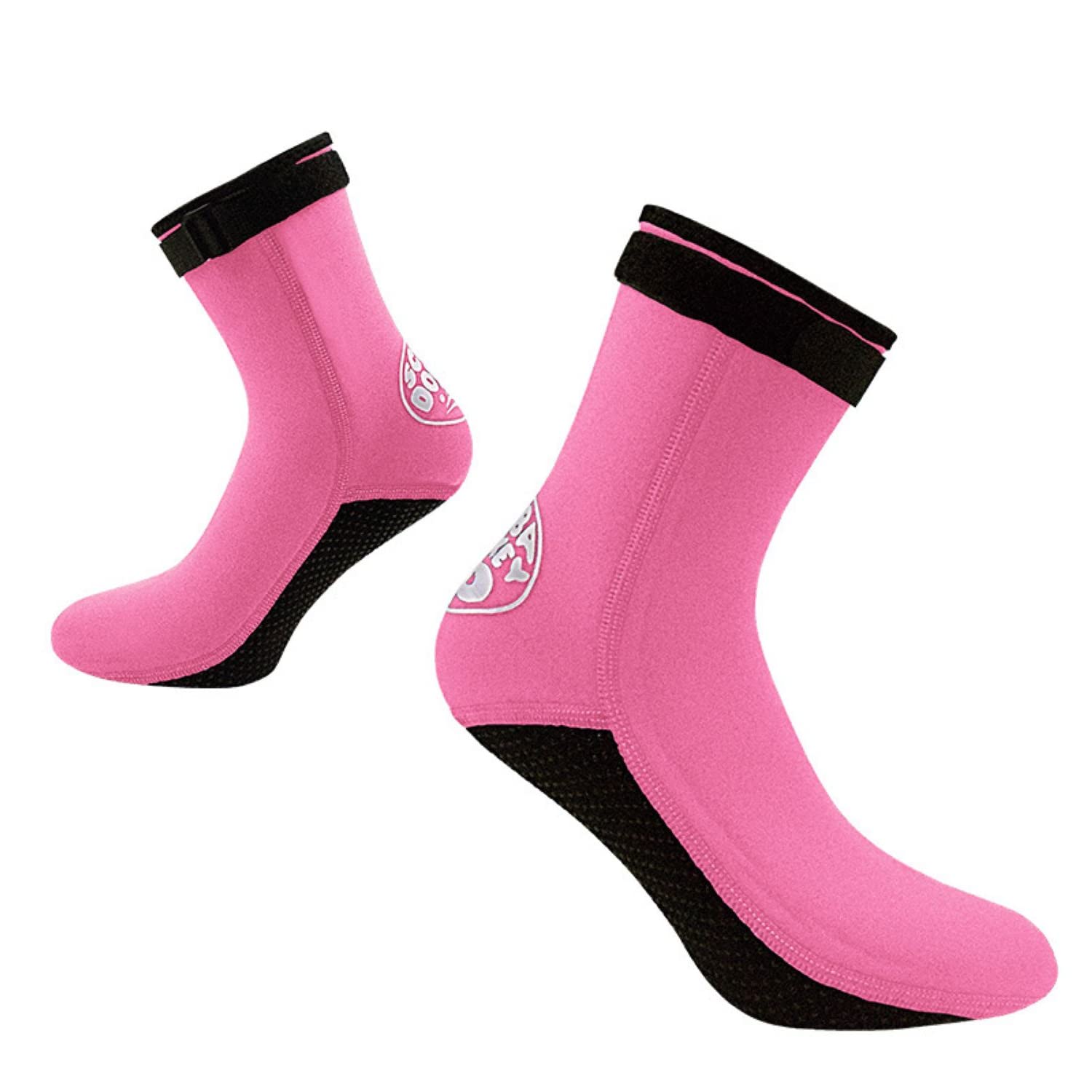 Pink 3MM Thick Neoprene Dive Socks Non-Slip, Thermal High-Top Diving Socks for Fins Scuba Diving Socks with Booties
