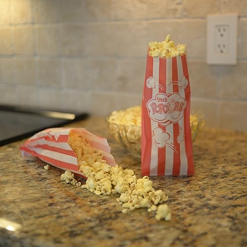 Miniatura 4 de TG,LLC Treasure Gurus - Paquete de 10 bolsas pequeñas de papel rojo y blanco para cine en casa, salas de circo, palomitas de maíz, suministros de