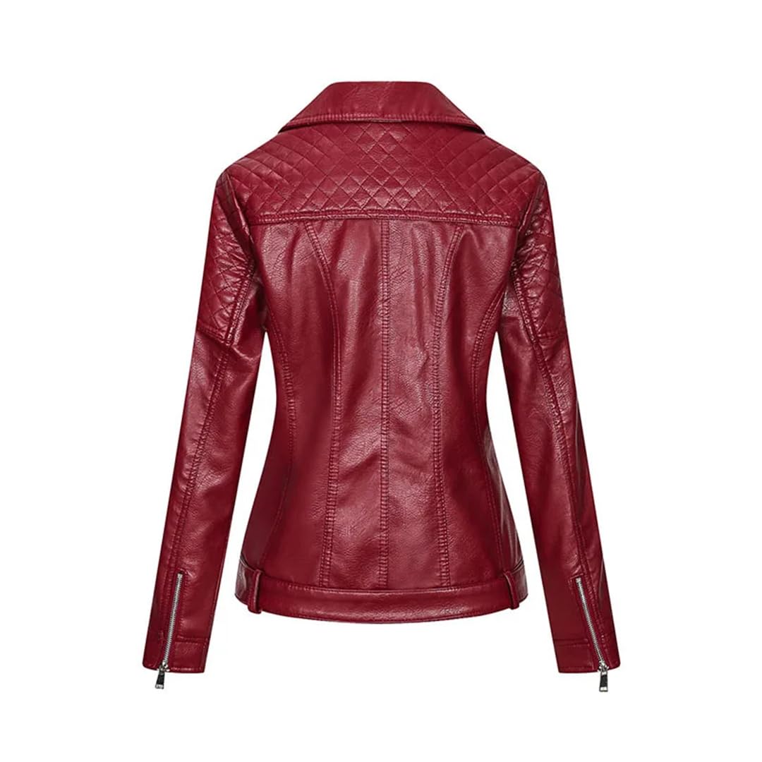 Cappotto da donna con cerniera in ecopelle primavera autunno giacca da motociclista