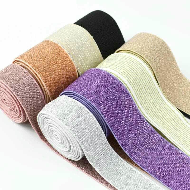 Elastyczna taśma nylonowa, Nylon Spandex Elastic Band 25-50mm 2-5 Meters Multicolor(BlackGold 50mm,5Meters)