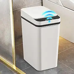 Lixeiras Automáticas com Sensor – Opções de 12L com 3 Modos Inteligentes de Abertura e Fechamento para Cozinha, Banheiro e Escritório (Branco 12L - 3 Modos)