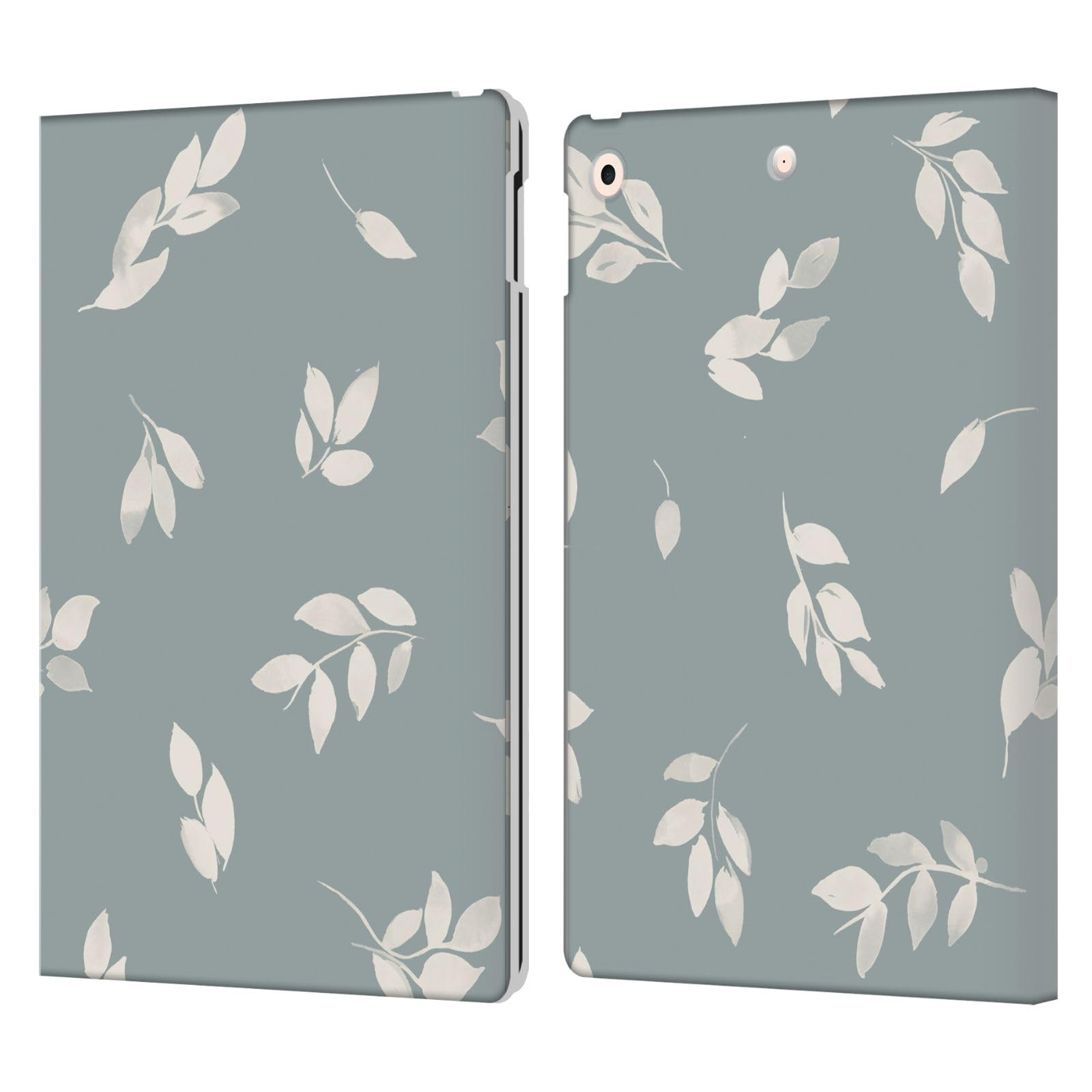 Étui portefeuille iPad 10.2 en cuir avec motif de feuilles d'automne grises - 7