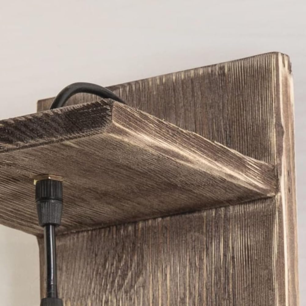 Kinkiet w stylu retro, drewniany, ścienny, E27, kreatywny, szklany, lampa w stylu vintage, oświetlenie w stylu industrialnym, do sypialni, salonu, korytarza, schodów (bez źródła światła)