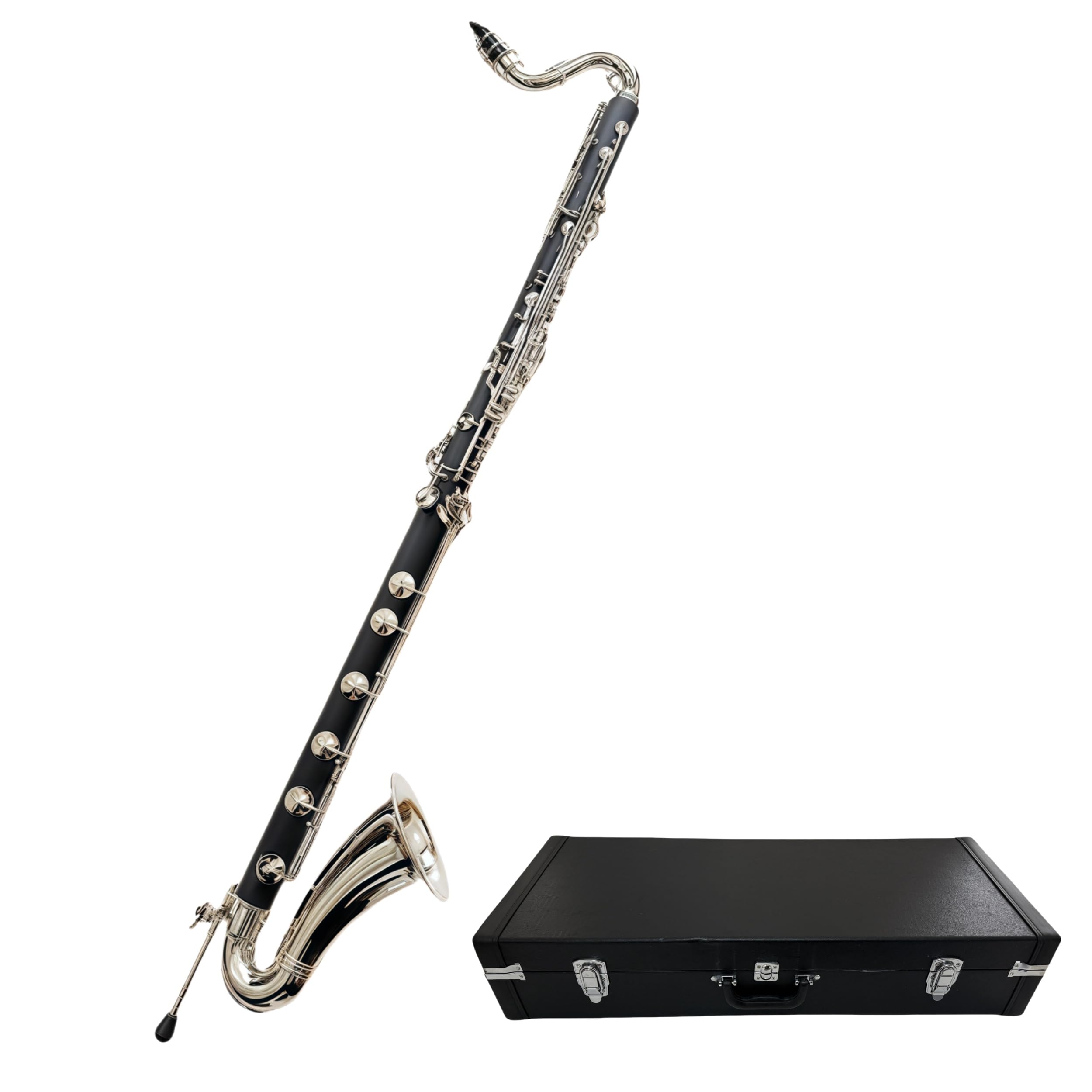 MILANADI Low C Clarinet Silver Plated Keys Bass Clarinet Professional Musical Instrument With Case
