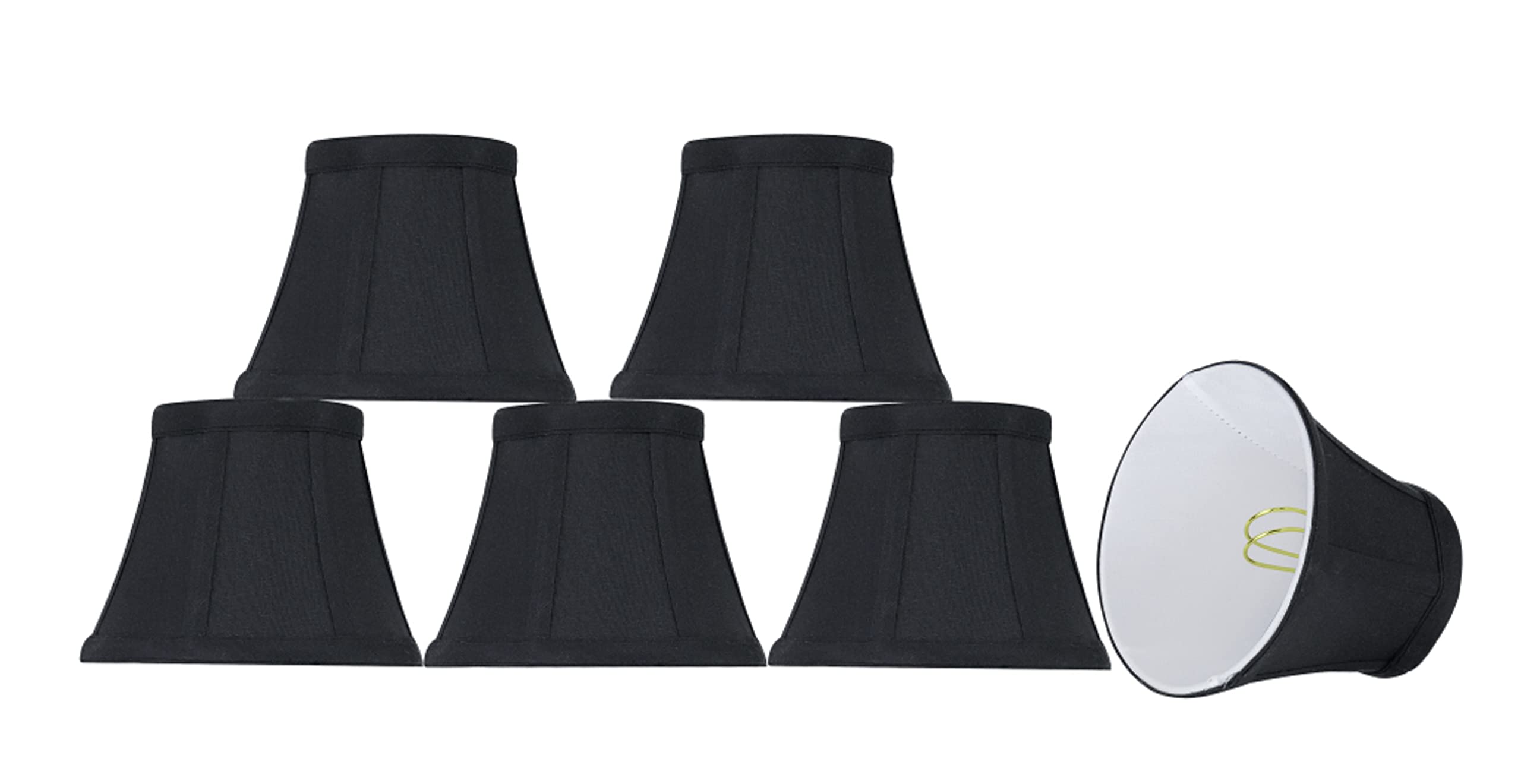 Aspen Creative Mini-Kronleuchter Lampenschirme (6er Pack) - Schwarze Glockenform Zum Anklippen, 7,6x12,7x10,2 Cm