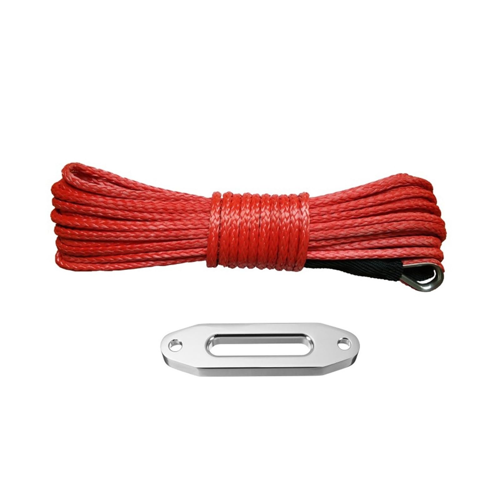 Syntetyczna lina wyciągarki 6 mm*15 m z aluminiową prowadnicą liny, zestaw pasów holowniczych do ciężkich prac w terenie o udźwigu 4000 funtów Ultramocny(Black)