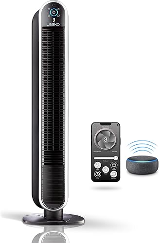 Miniatura 10 de Lasko Ventilador de torre oscilante inteligente alimentado por Aria, conectado por Wi-Fi, controlado por voz, compatible con Alexa y Google
