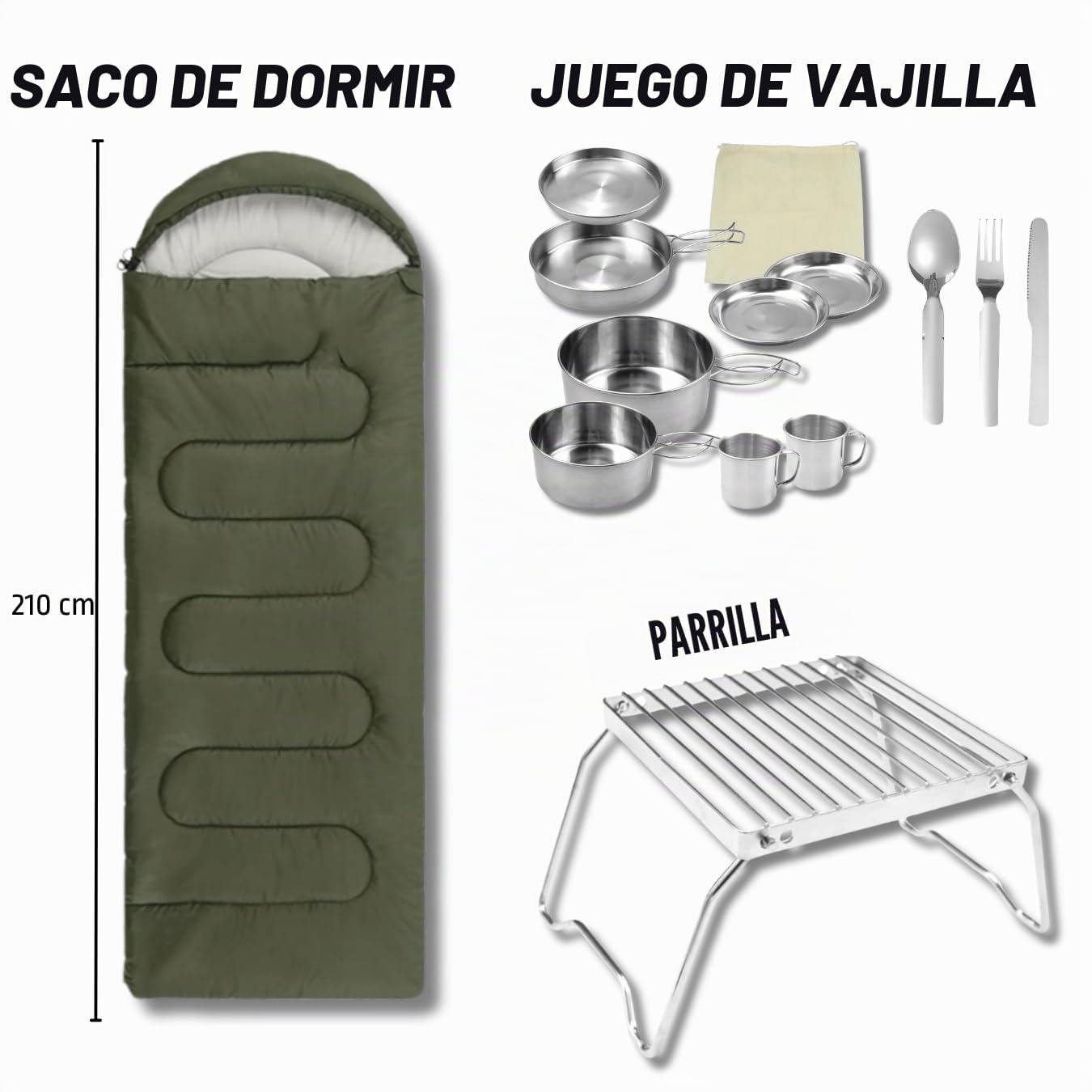 Mochila de escape, Pack Supervivencia, Equipo de Emergencia, Juego con Mochila Táctica de 70 Litros, Tienda de Campaña, Saco de Dormir, Kit de Primeros Auxilios, Utensilios de Cocina de Camping