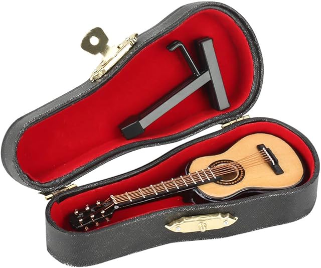 Hilitand Miniature Wooden Guitar Model Display Mini Musical Ornaments Craft Guitar Decoration Home Decoration (#2)
