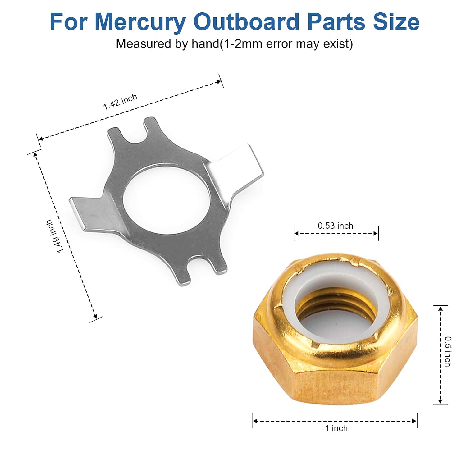 18-3702 Marine Prop Nut Kits for Mercury Prop Nut Kit 35-70 HP Outboard Motor, Outboard Propeller Nuts Fit for Mercury Engines 11-69578A1,11-69578T1,11-69578Q, Nuts with 2 Lock Washers for Boat Parts