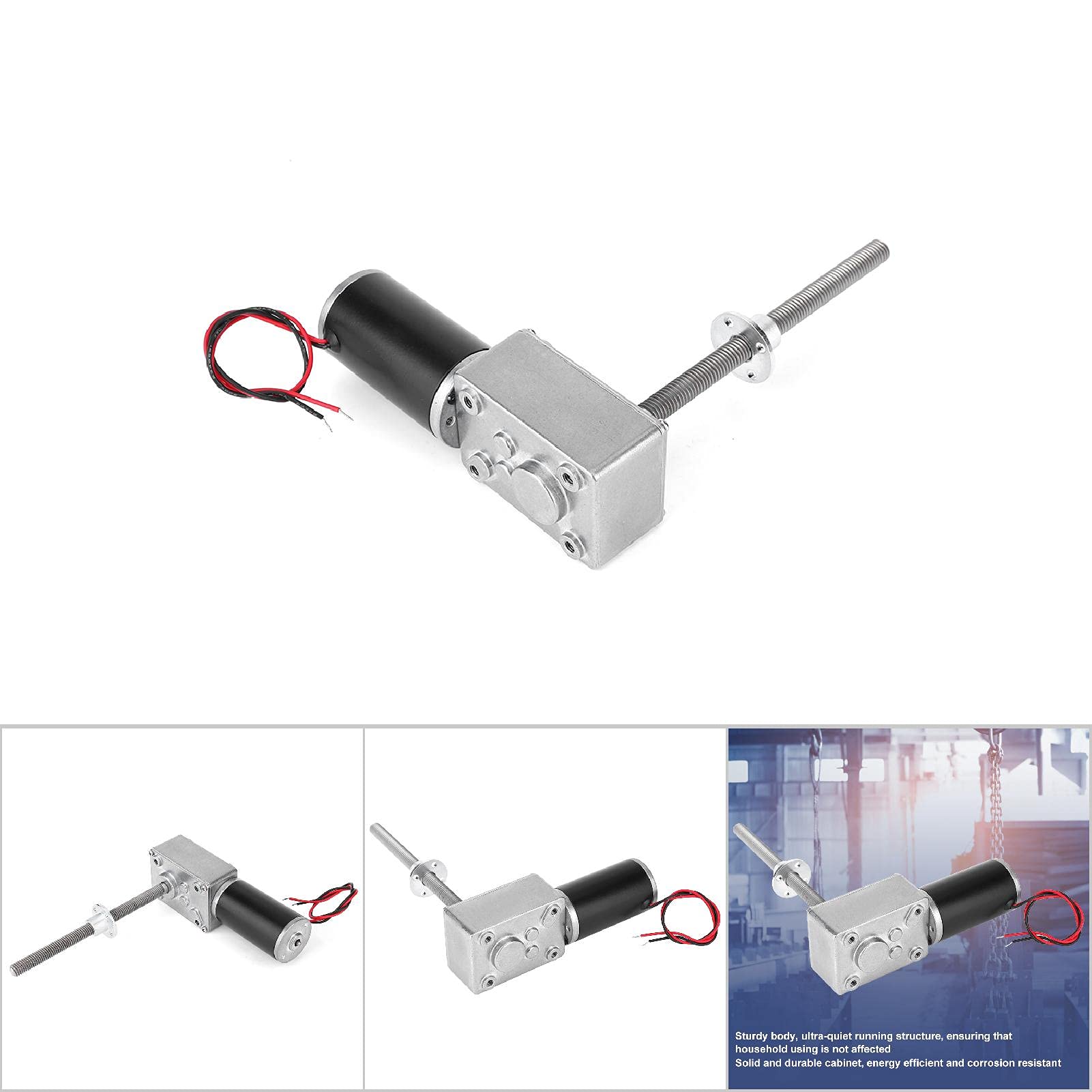 Motore ingranaggio 12V ad alto coppia, motore ingranaggio a vite a doppio albero 1280 M8, motore coassiale destro e sinistro con flangia (rapporto di riduzione 200)