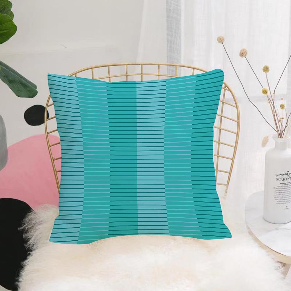 HYOSXW Cushion Cover,Throw Pillow Case Home Decorative for Living Room Bedroom Sofa Chair 16X16 Inch,Geometric decoration with gradient blue and green stripes,Pillowcase 40X40cm