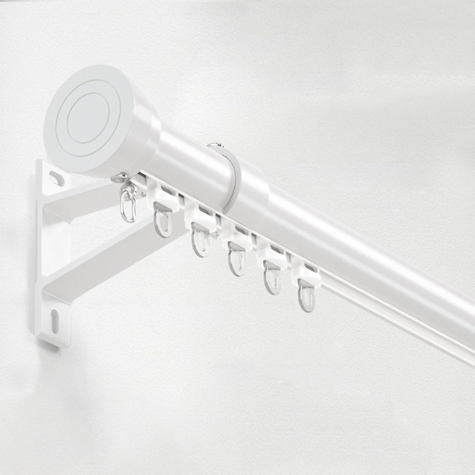 VQWQV 70-600cm Curtain Rod, Aluminum Silent Curtain Track, Wall Mounting Sliding Curtain Pole, For Living Room, Bathroom, Bedroom, Room Divider(Color:White-A,Size:260cm(2 * 130cm))