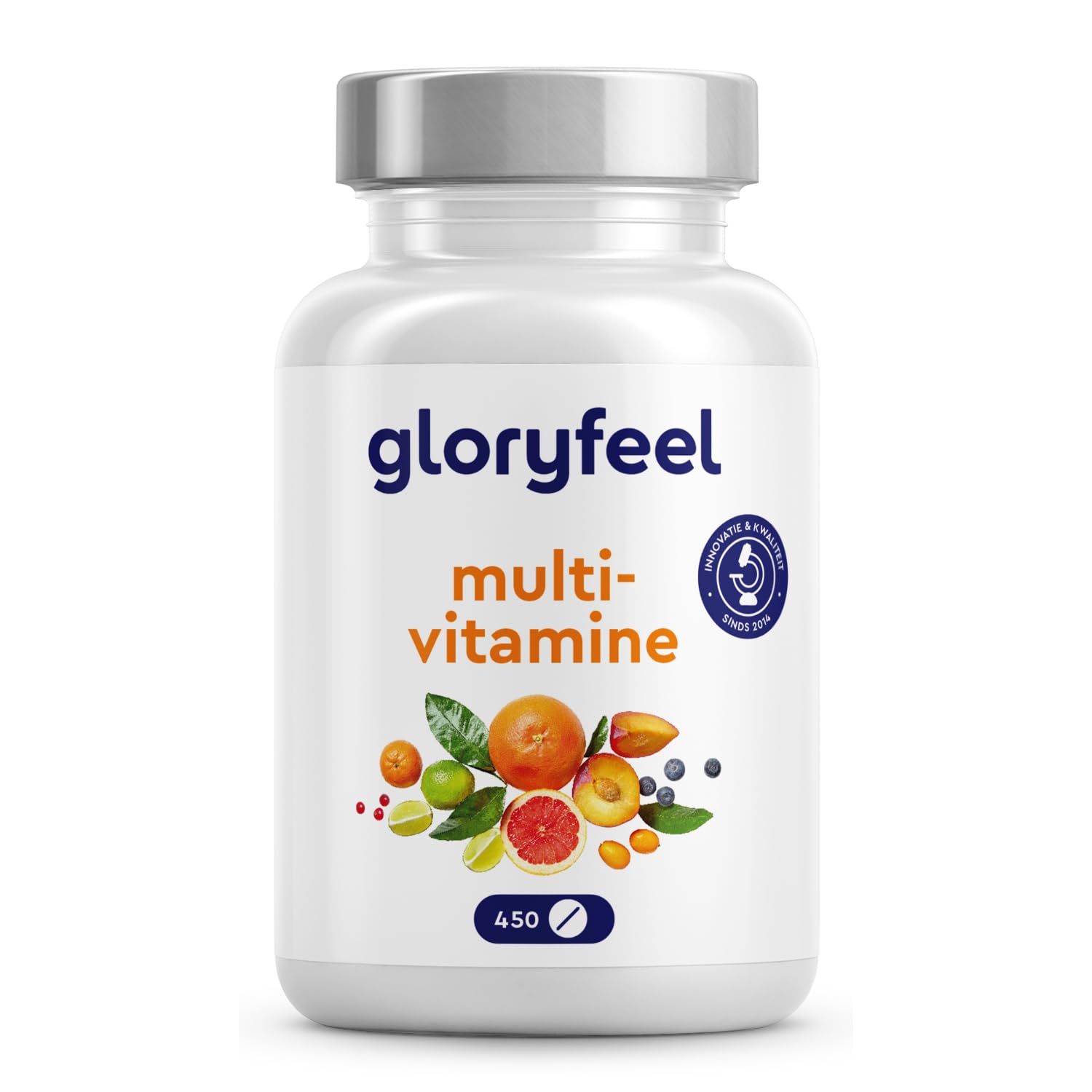 Multivitaminen en mineralen hoge dosering - 450 tabletten met alle A-Z vitamines - Calcium, Biotine, Selenium, Zink, Foliumzuur, Vitamine A, B1, B2, B3, B5, B6, B12, C, D3, E