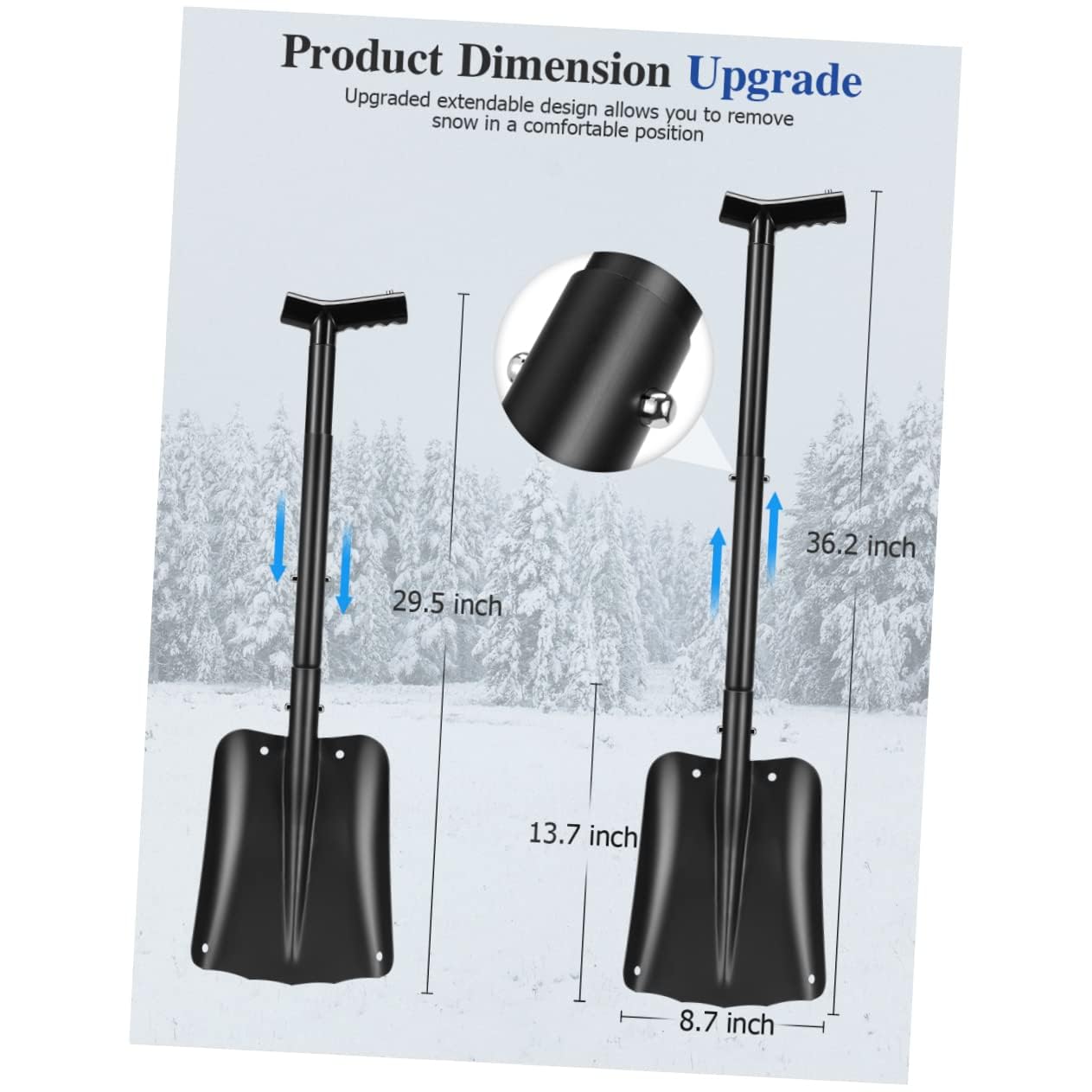 Yardenfun Detachable Aluminum Alloy Snow Shovel for Car Compact Remover Ice Scraper Removing Tool Shovel