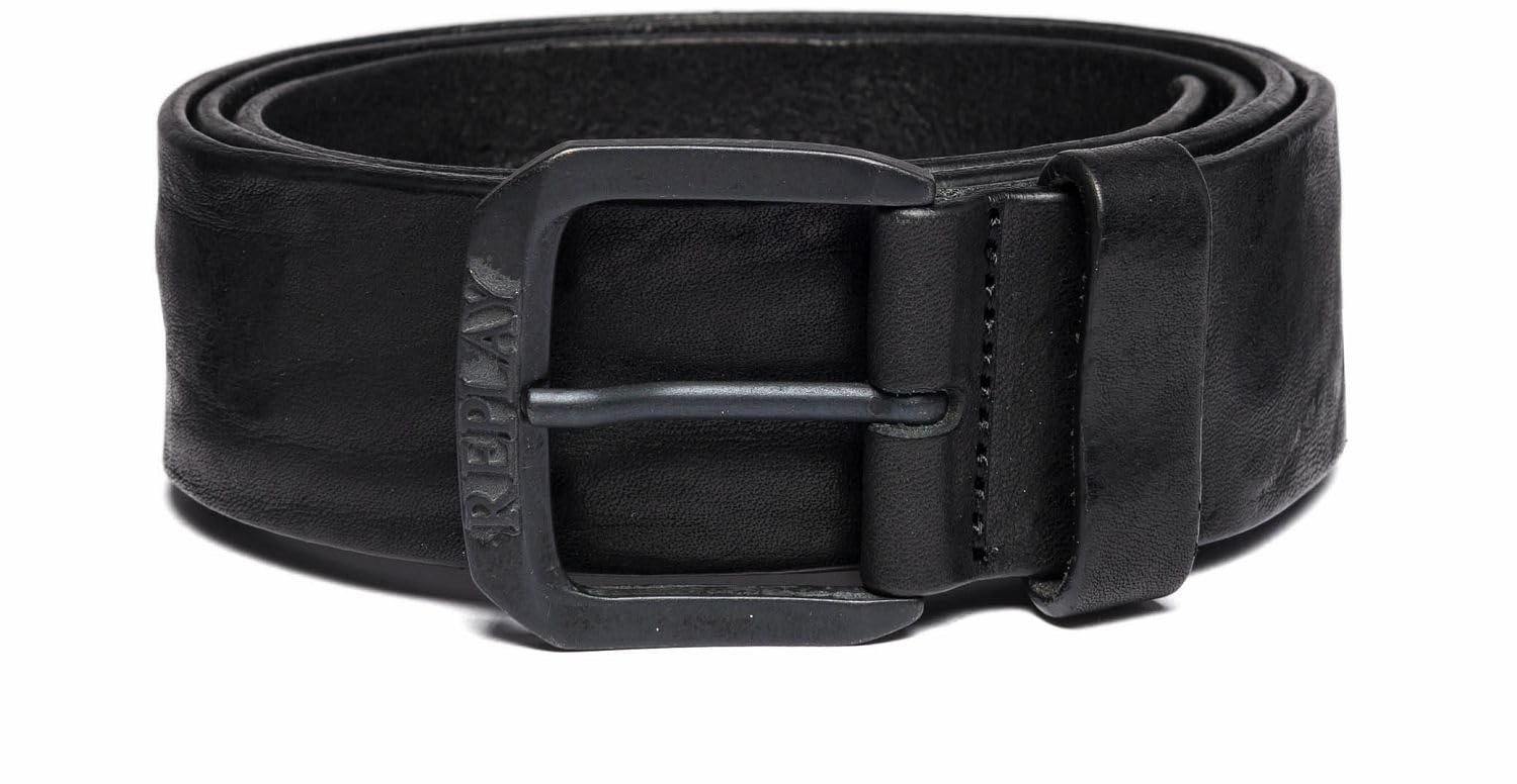 Replay men's leather belt, black (Black 098), 100 cm