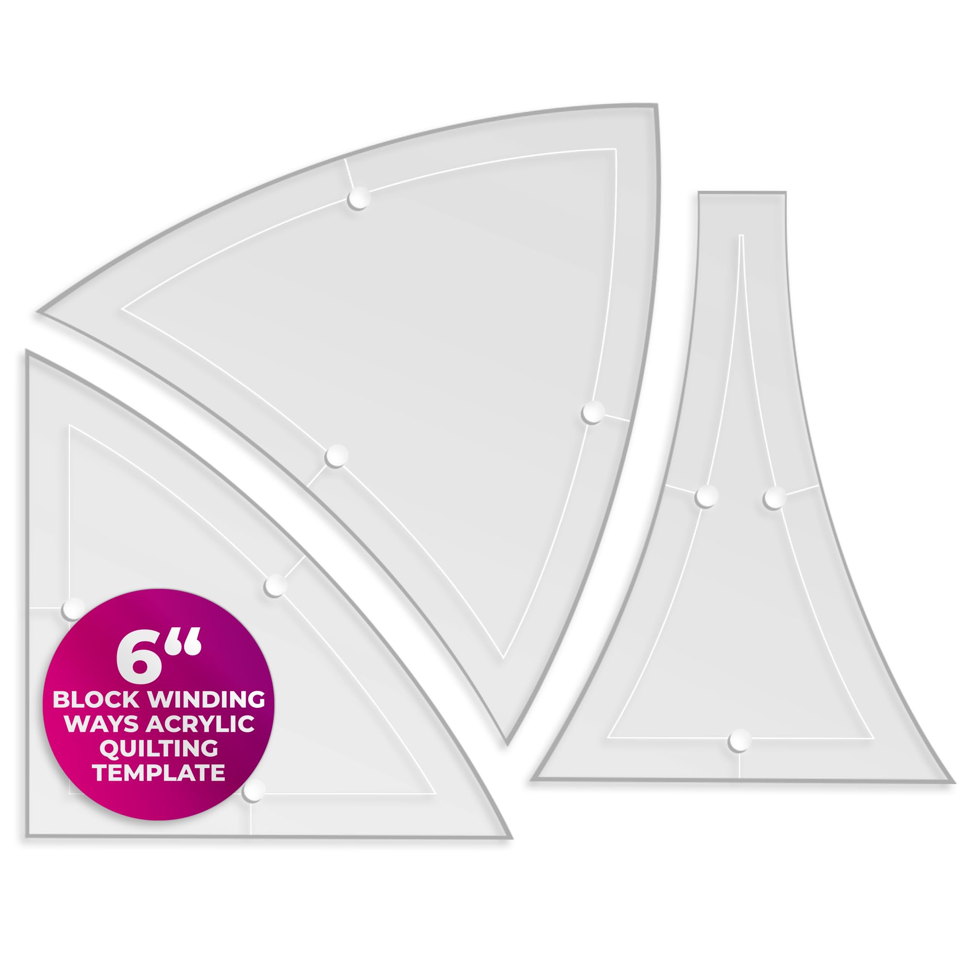 LaserThing Winding Ways Acrylic Quilting Template 6" Block - 3 Piece Set