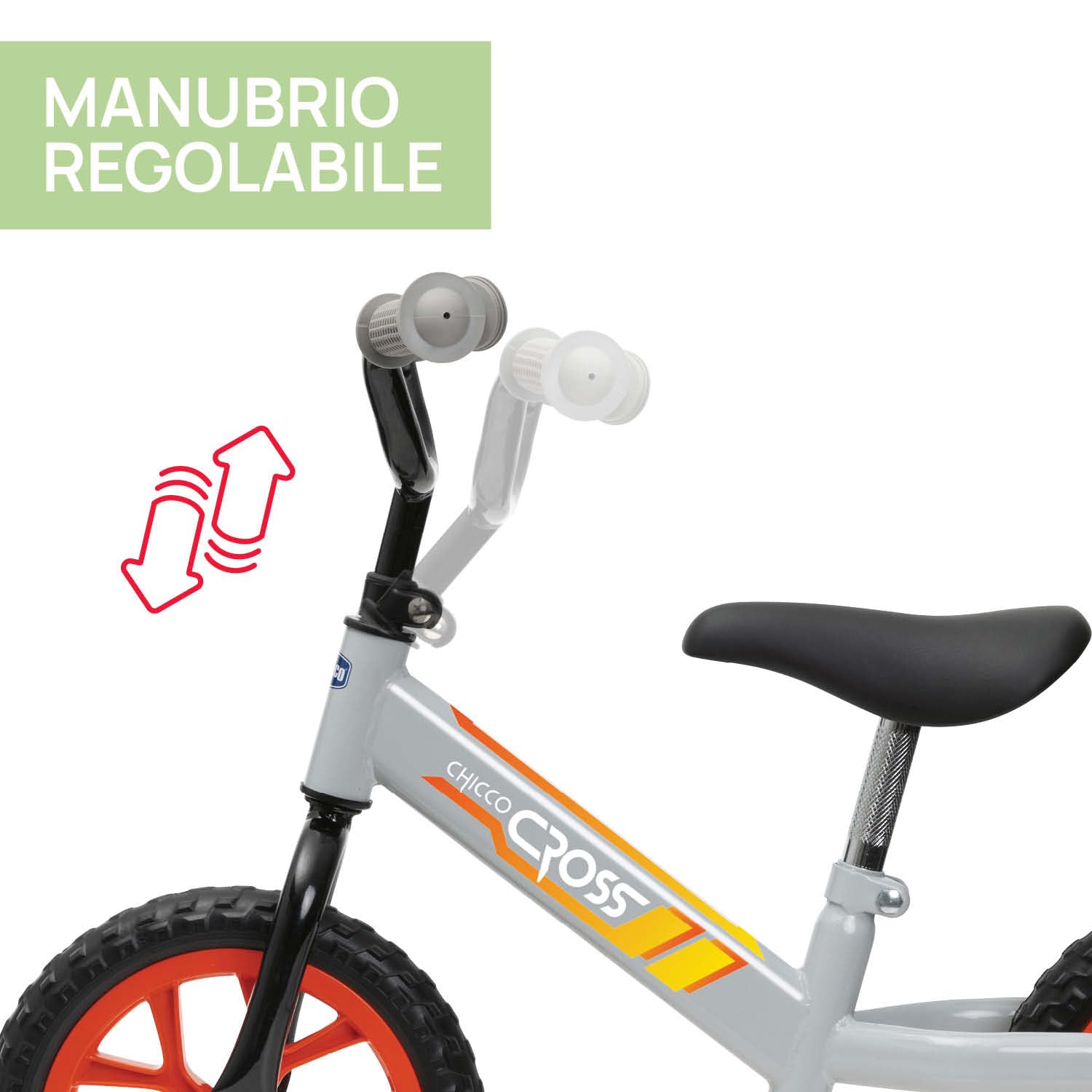 Chicco Balance Bike Cross, Bicicletta Bambini Senza Pedali, Design Cross Country, Ruote Grandi, Manubrio e Sellino Regolabili, Bici Senza Pedali per l'Equilibrio, Max 25 Kg, Giochi Bambini 3-5 Anni