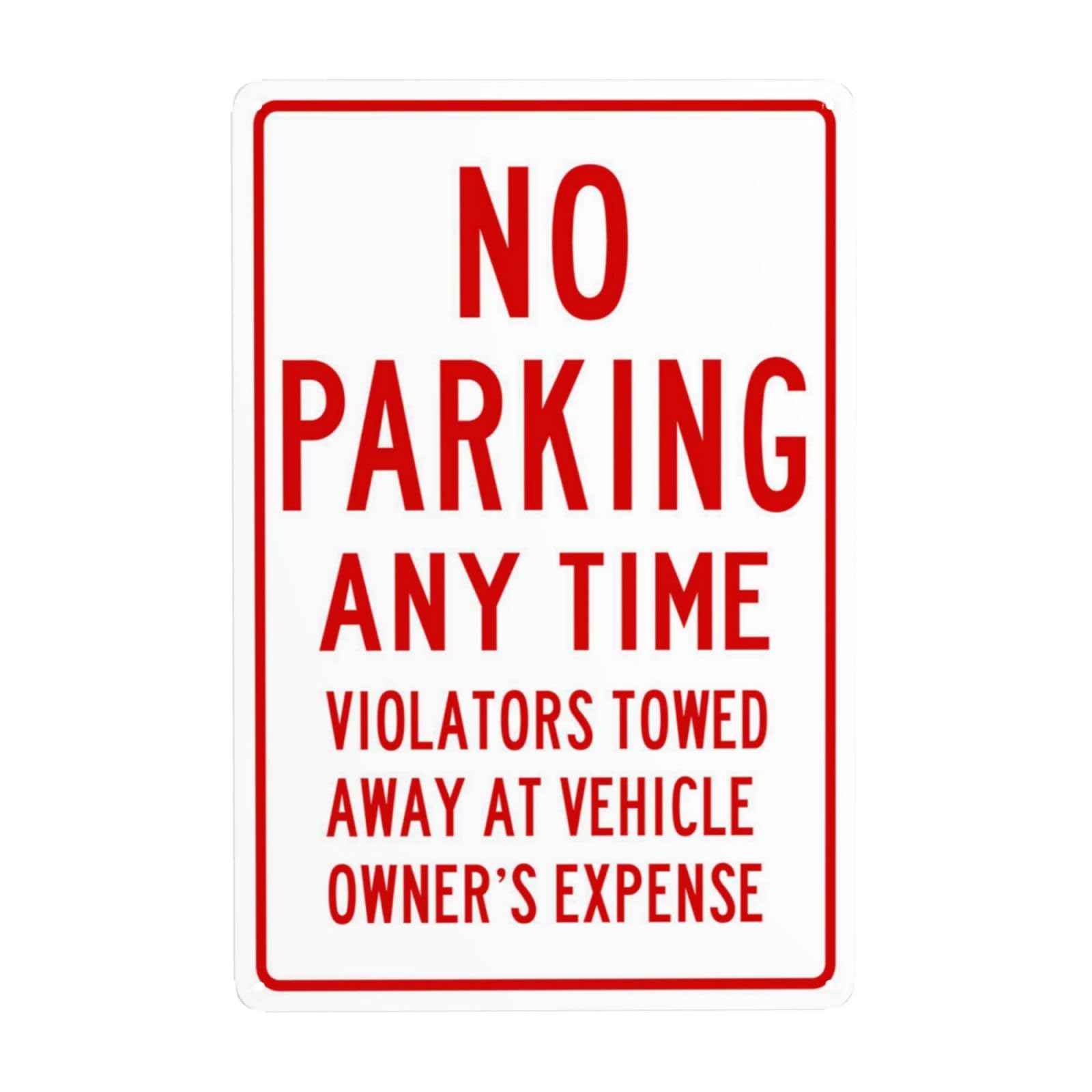 SMAZDFXX No Parking Any Time Violators Towed Metal Warning Signs, Cautions Security Tin Sign, Safety Posted Signs for Street Business Wall Decor 12"x16"