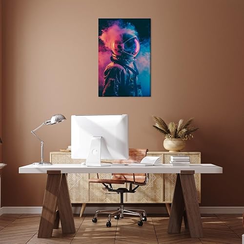Miniatura 7 de Lienzo decorativo retro de astronauta ahumado, neón Cyberpunk, impresiones artísticas únicas futuristas de ciencia ficción, decoración del hogar