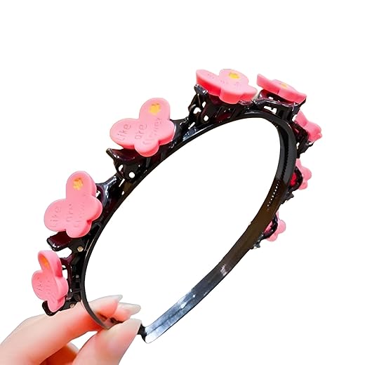 Tiara Infantil Presilhas de Borboletas Rosa, Design Delicado, Plástico Resistente, Ajuste Confortável