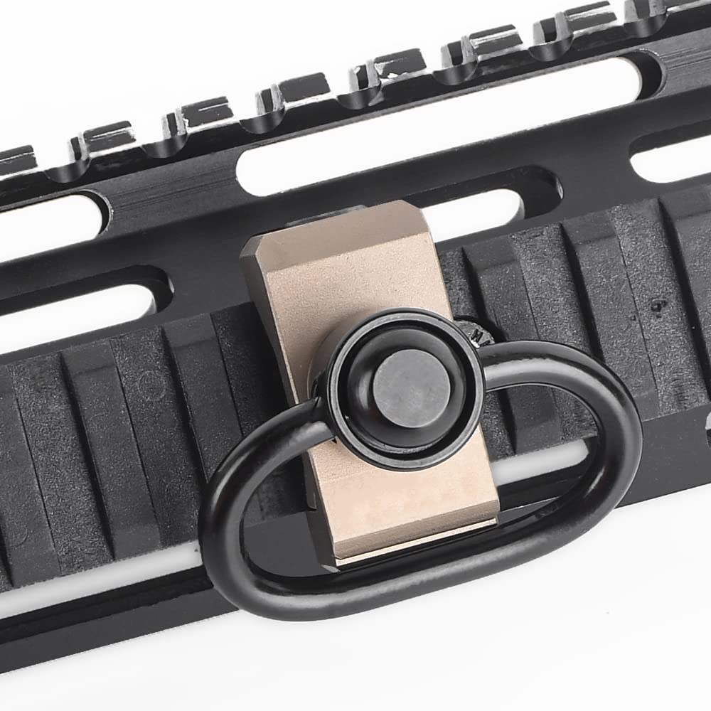 Adattatore di montaggio girevole per imbracatura Airsoft QD, accessori per la caccia con anello girevole con fibbia tattica con bottone per guida Picatinny da 20 mm (DE)