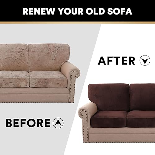 Miniatura 7 de PrinceDeco Fundas de sofá de terciopelo de varias piezas, fundas de cojín lavables, fundas de cojín de asiento y respaldo, fundas de sofá para sofá