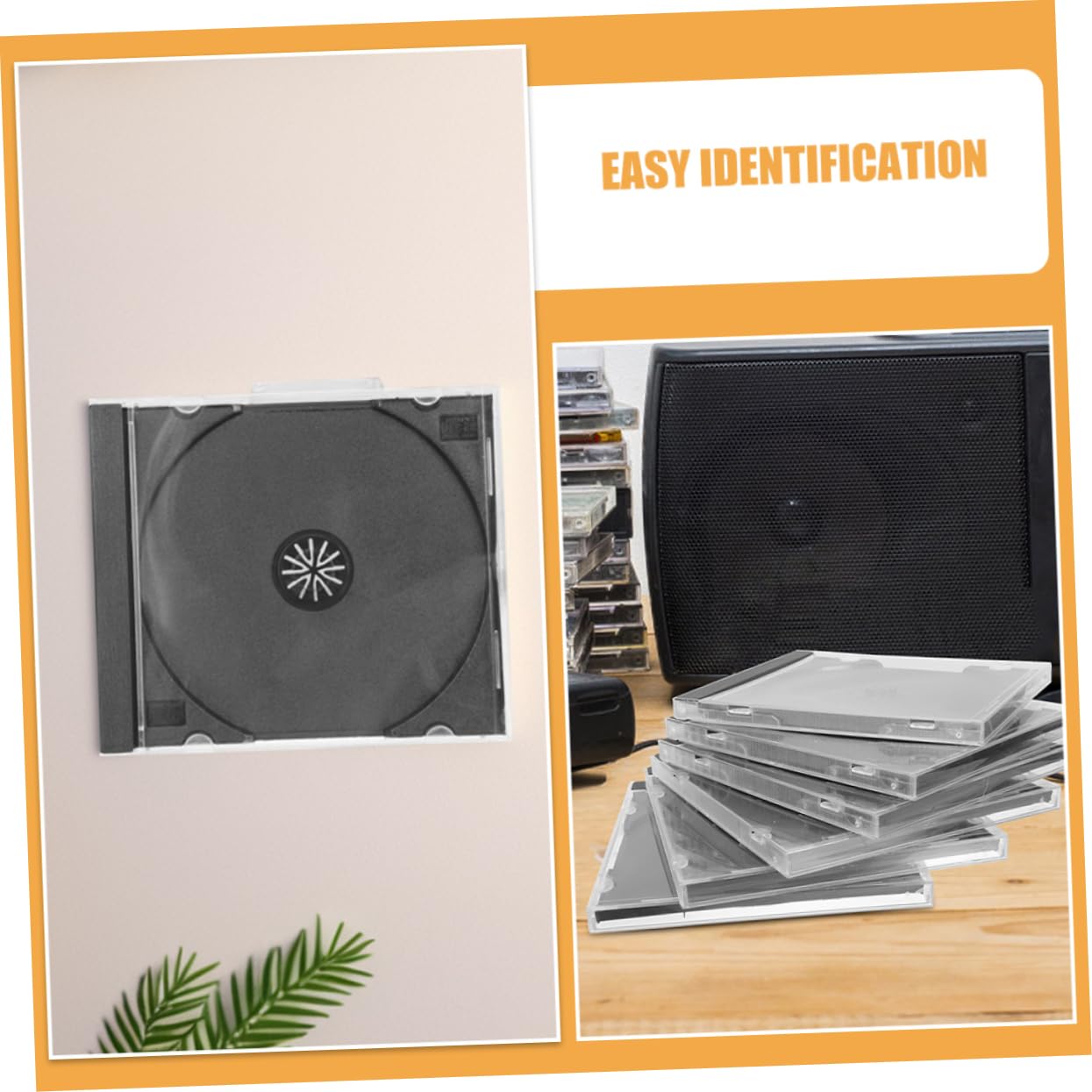Hemobllo 10 pezzi Custodia CD Trasparente con Base Nera Archiviazione per Dischi Musicali Ufficio Protezione Robusta e Versatile