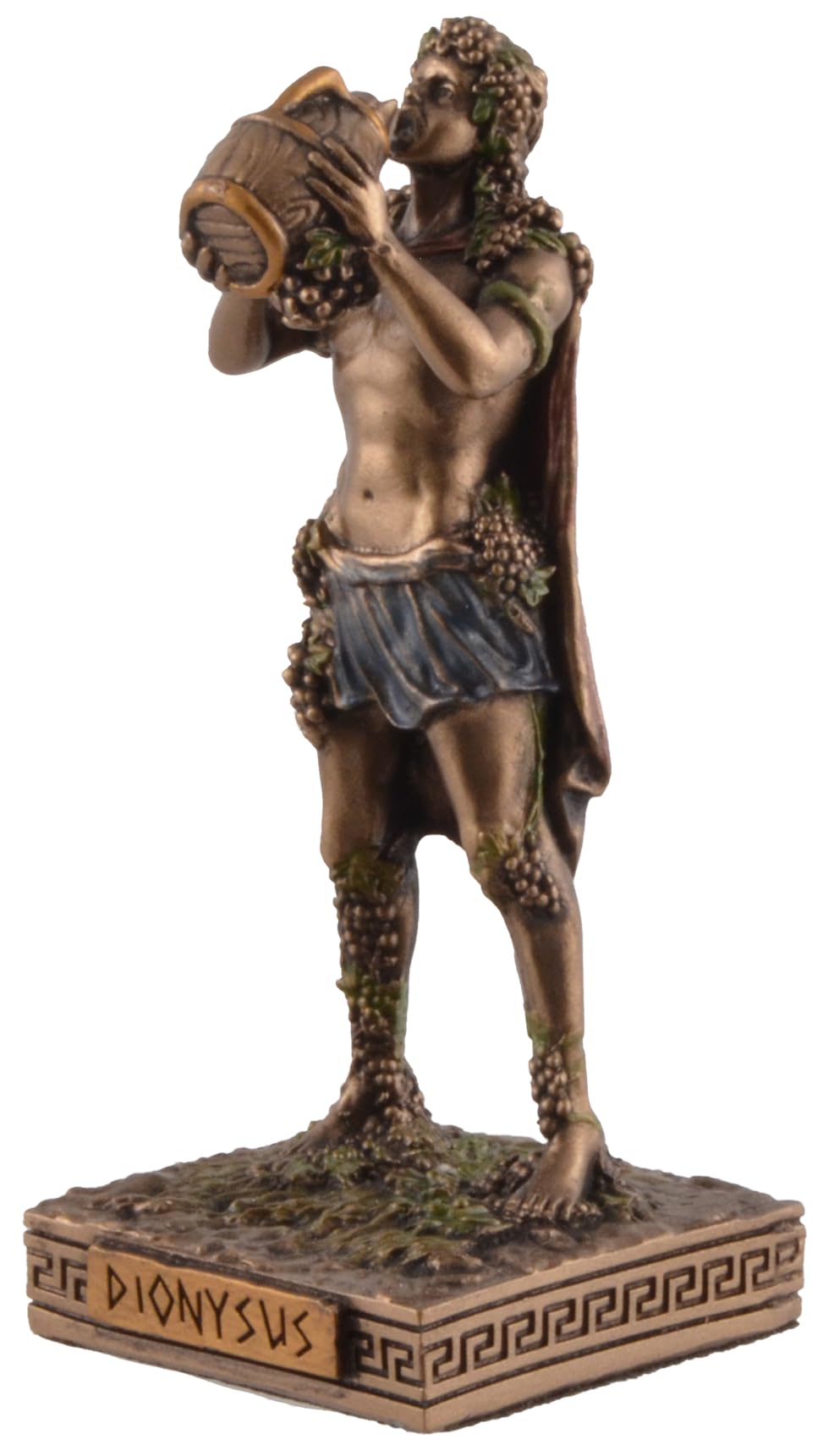 Dionysos Figurine Miniature Greek God of Wine Made of Artificial Stone Hand Painted with Bronze Paint from the Veronese Collection.708-78035