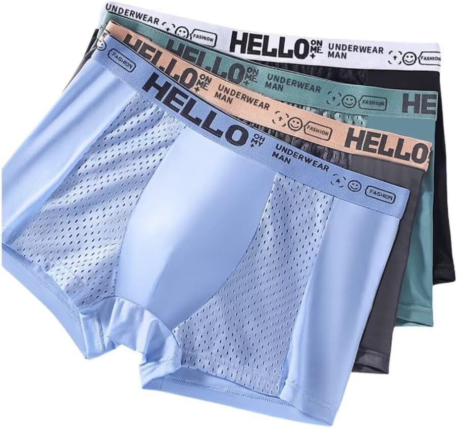 Hello Mesh Men's Ice Silk Briefs - Low-rise Breathable Boxer Briefs (4/8/12 Pack) • Ultra-thin, comfortable and cool2