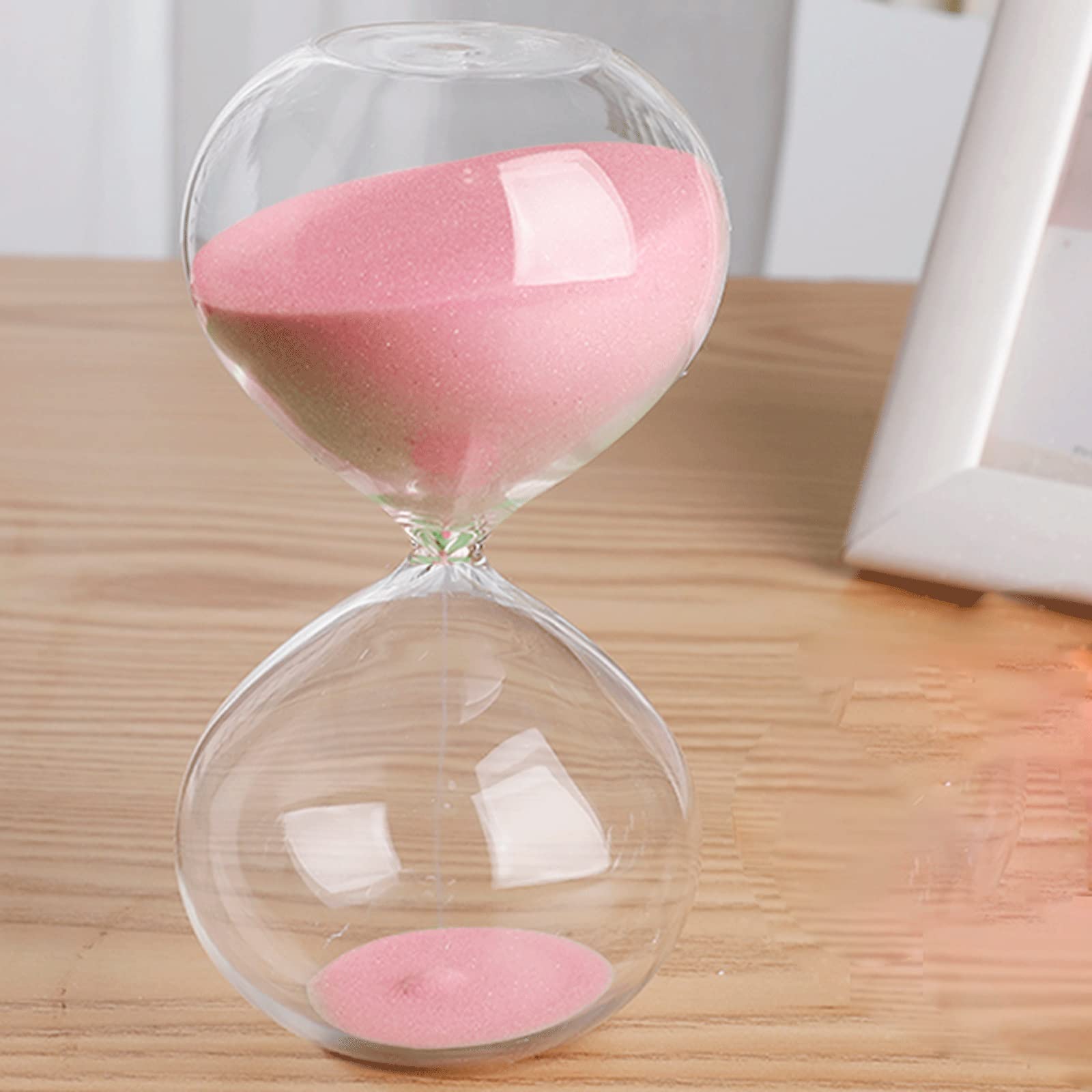 timer， 45/60 Minutes Timer Portable Sand Large,Colorful Glass Sandglass Hourglass Clear Smooth Measures(Roze,60 minutes(14.5 * 7.5cm))