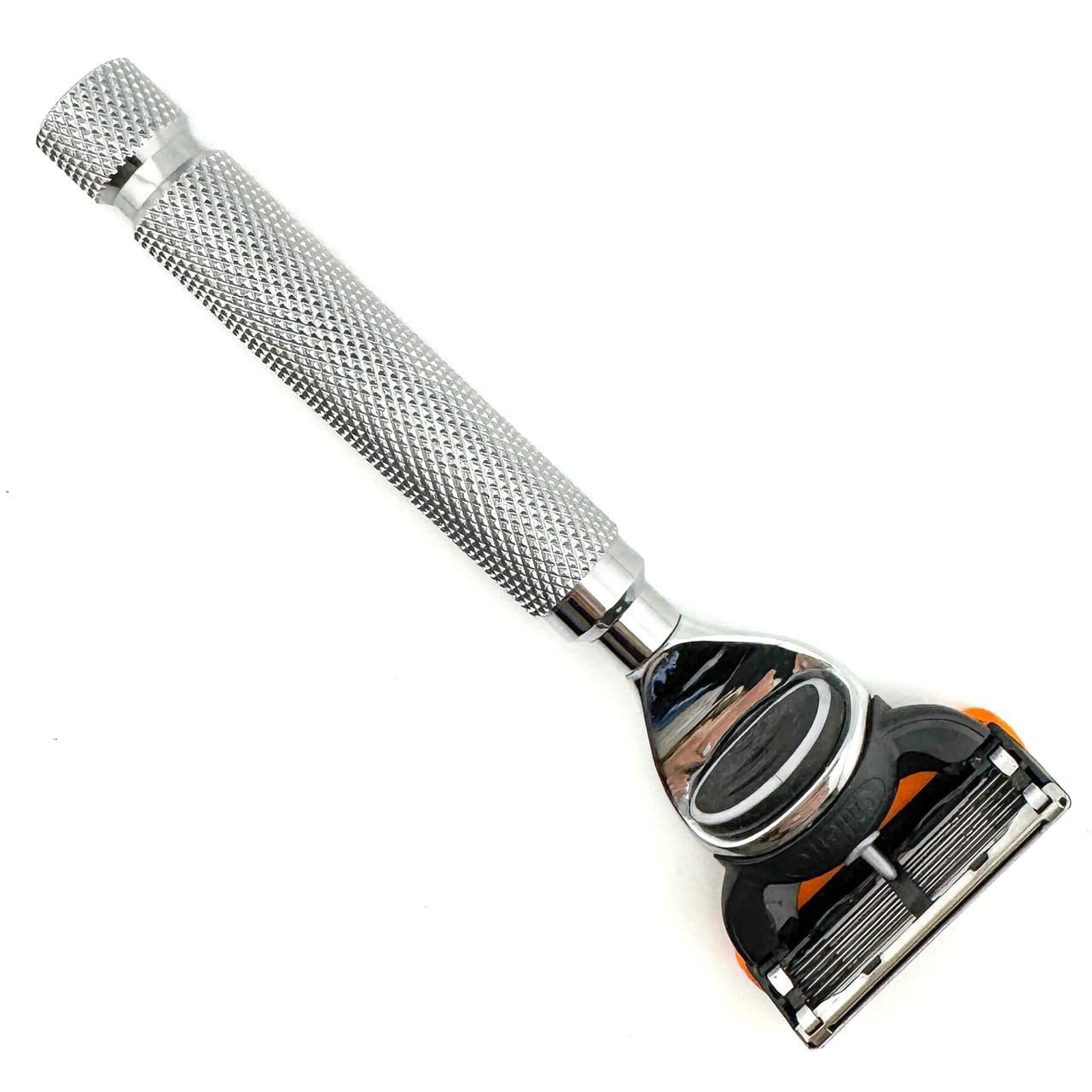 Parker - Mango de afeitar de 5 cuchillas para Fusion Blades - Mango con textura para un afeitado suave y sin tirón | Afeitadora de lujo con hoja Fusion incluida