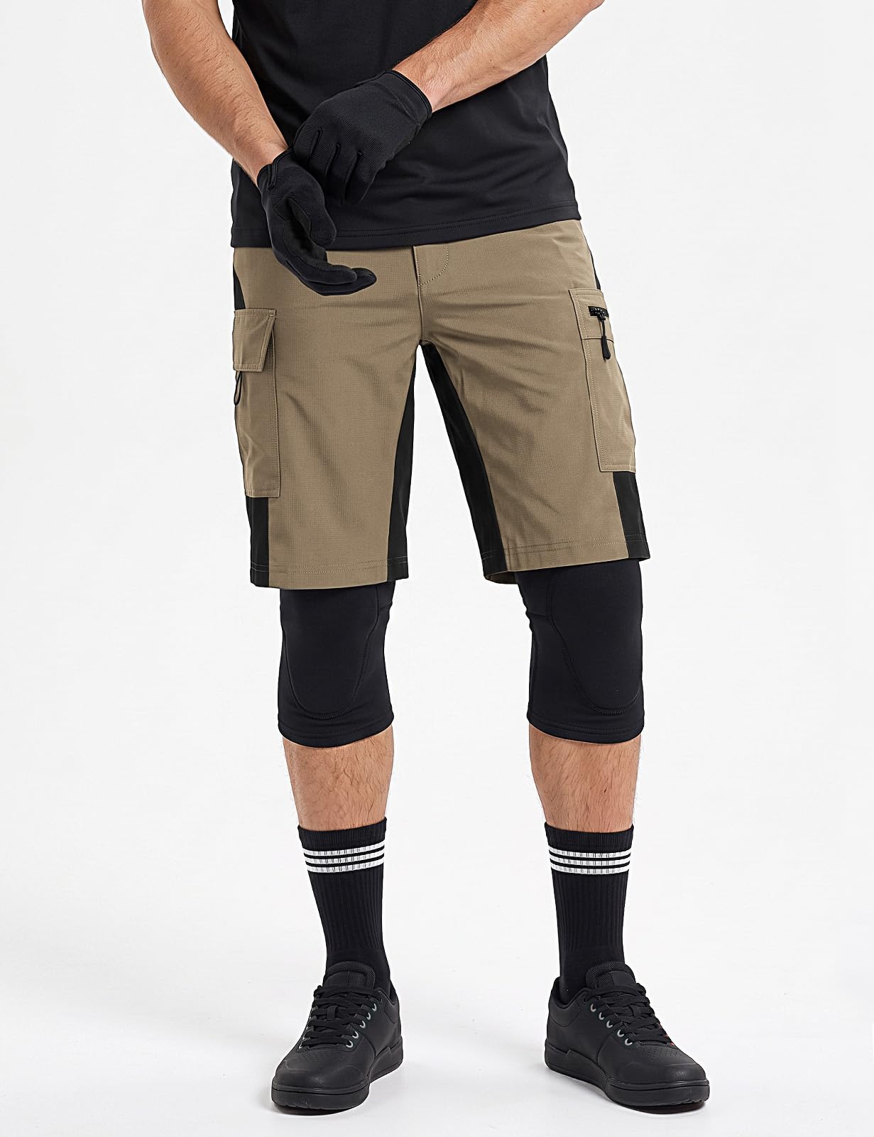 Cycorld MTB Ciclismo Pantalones Cortos Hombre, Secado Rápido Pantalones Cortos de Deporte al Aire Libre de la Bici de la Bici del Ajuste Flojo para los Hombres con 4D Acolchado
