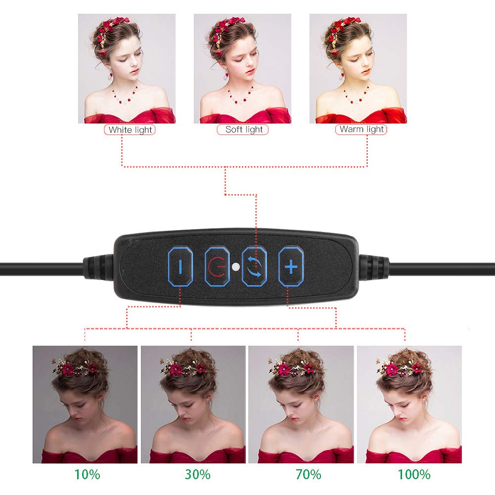 Luce per Selfie con Supporto 20 Cm Fotografia Dimmerabile LED Luce per Selfie Video Lampada USB dal Vivo con Supporto per Telefono Treppiede LED Anello Luminoso Smartphone Cellulari Cellulari