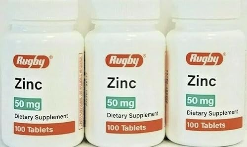 Rugby - Gluconato de zinc 50 mg, 100 comprimidos, paquete de 3