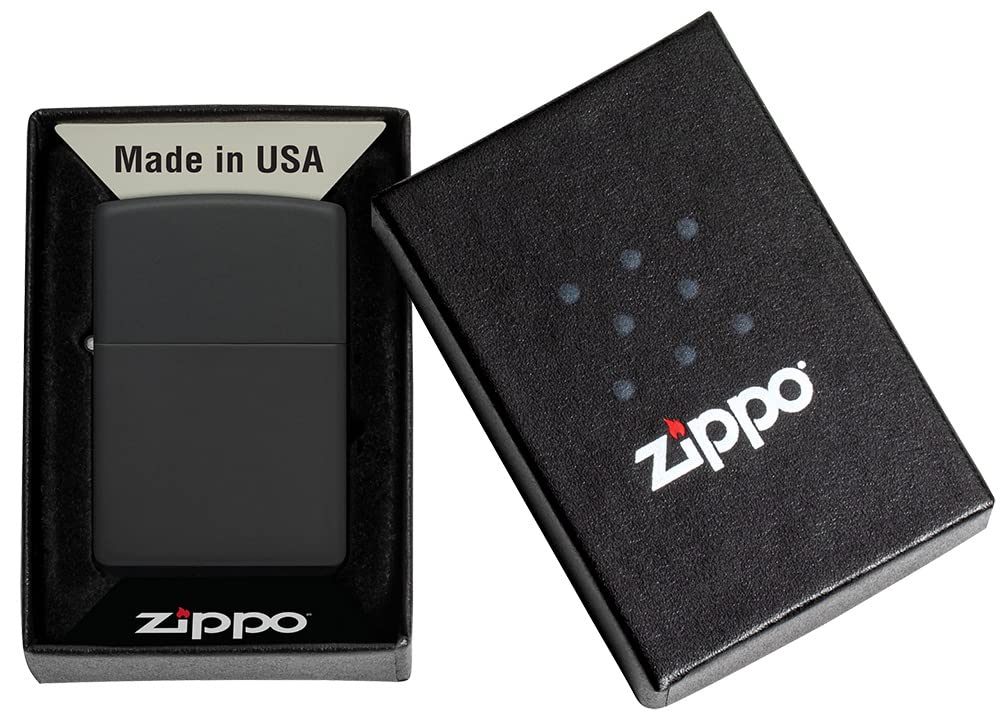 Zippo Encendedor a Prueba de Viento - Diseño de Llama - Negro Mate - Recargable - Reutilizable - Diseño a Prueba de Viento - Caja de Regalo Hecho en EEUU - Exclusivo en Amazon - 3