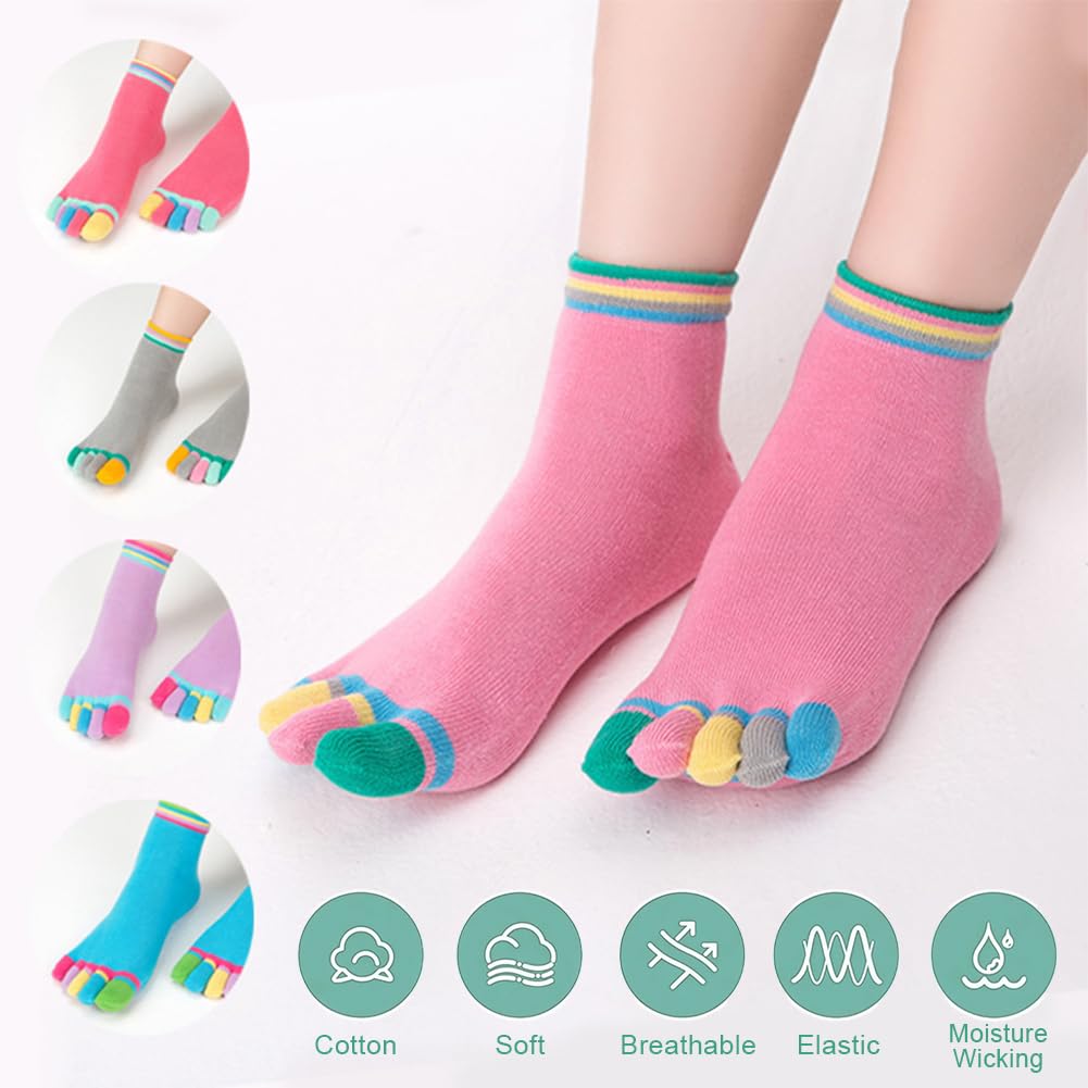 flintronic 4/5 Paia Calzini da Donna con Dita, Sportivi in ​​Cotone Traspirante, Morbide e Calde