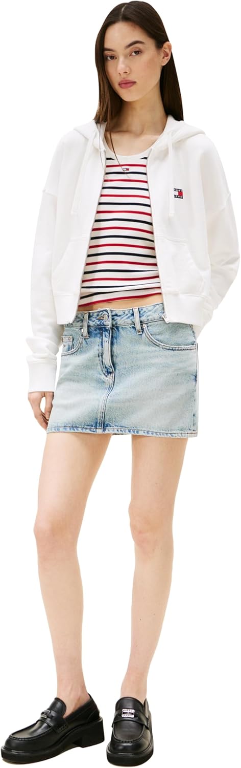 Tommy Jeans womens Medium Weight Cropped Zip Hoodie With Embroidered Flag Logo - Image 3