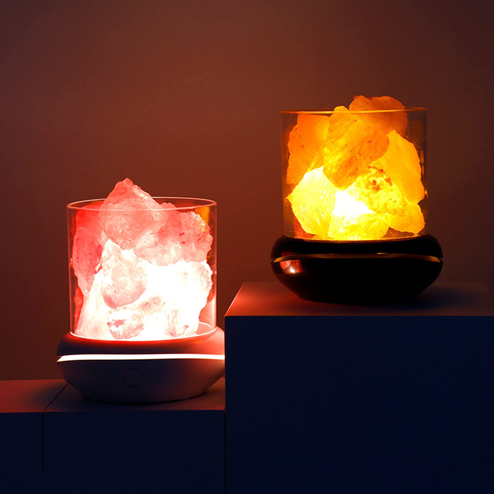 Wrcevtor Lampada Di Sale Dell'Himalaya Mini Con 7 Luci Colorate - USB - Decorazione Naturale Per Notte E Regalo