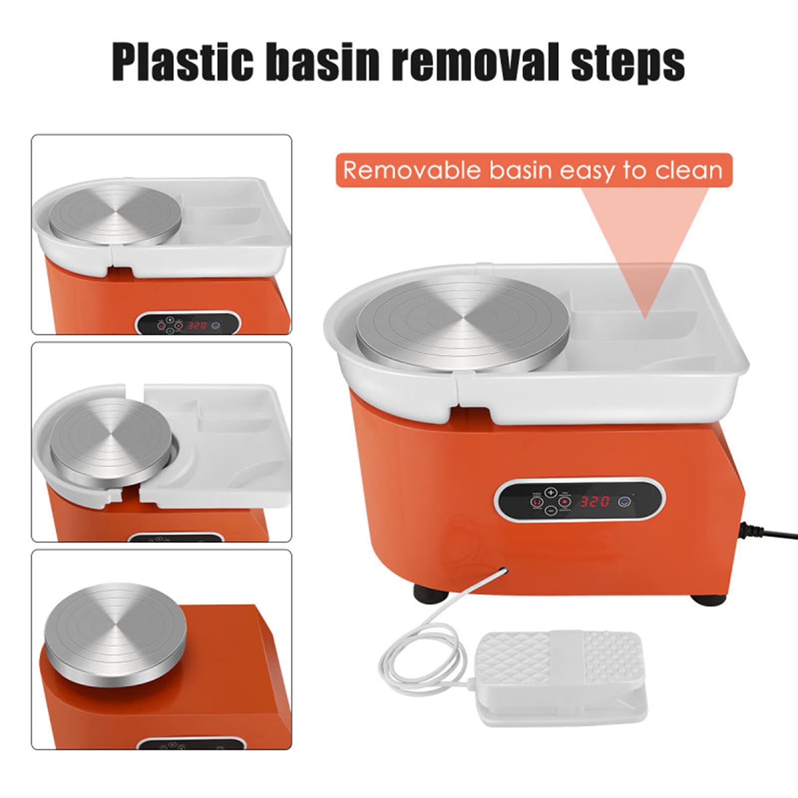 Utensili elettrici per tornio per Ceramica, con Schermo LCD 25 cm 250 W Articoli in Argilla per Lavoro con Ruota elettrica in Ceramica, Macchina Artigianale Fai-da-Te,250W