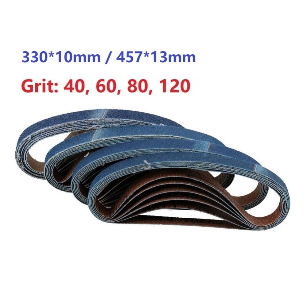 10 pz 10x330mm/13x457mm Nastri Abrasivi Blu Zirconia Nastri Abrasivi Grana 40/60/80/120 Per La Lucidatura Del Legno Vernice Vernice Metallo, 80,330x10mm