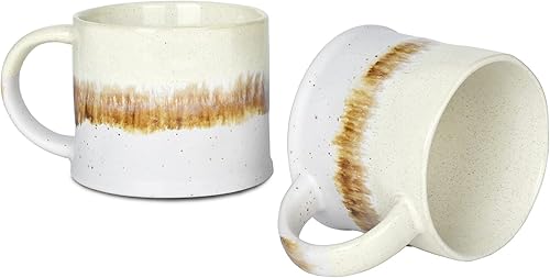 Bosmarlin Juego de 2 tazas de café medianas de cerámica 15 onzas taza de té grande de cerámica para la oficina y el hogar apta para lavavajillas y