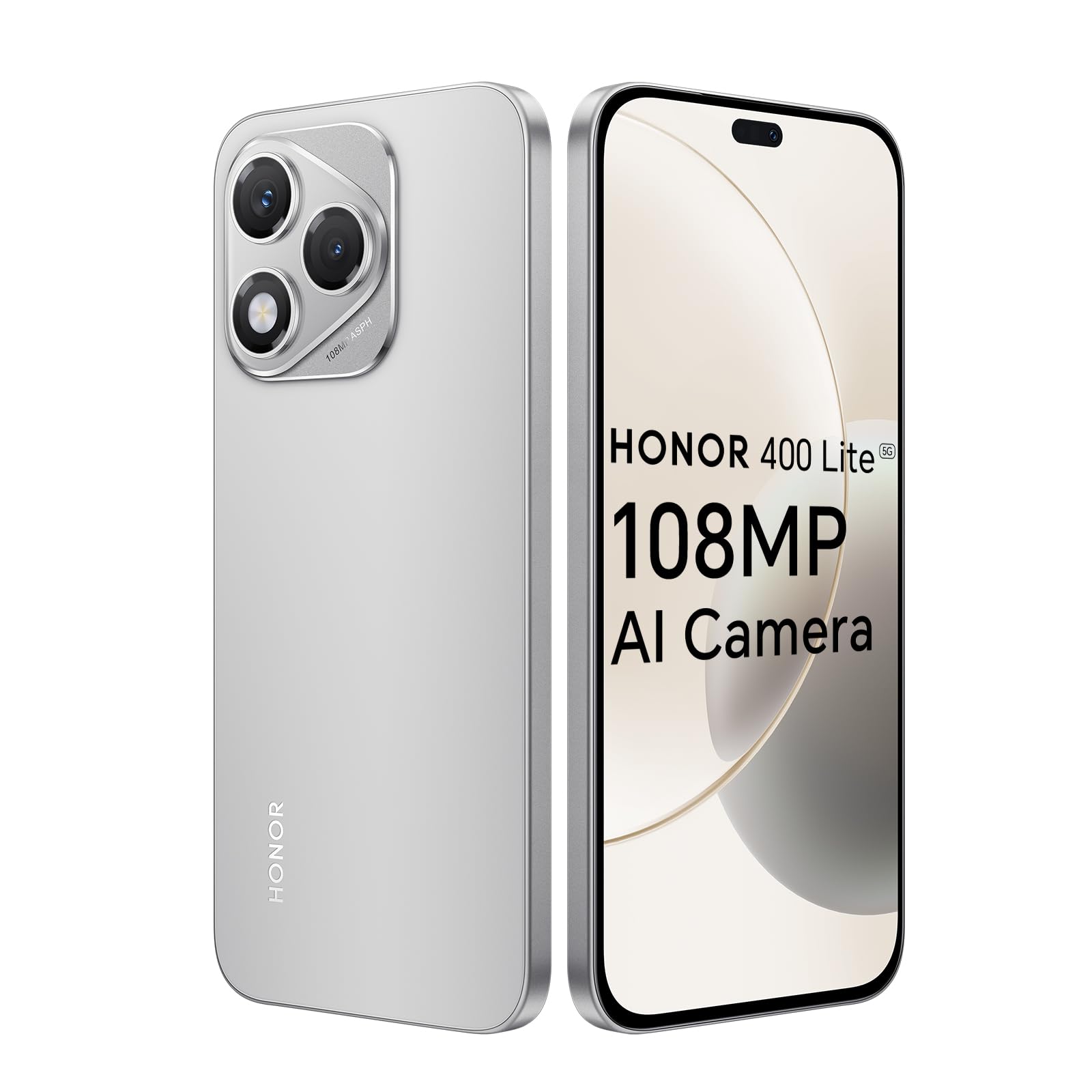 HONOR 400 Lite Smartphone 5G 256GB/8GB RAM, 108MP mit AI-Kamerataste, 6,7 Zoll AMOLED-Display 120Hz 3500 Nit, 5100mAh Akku, MTK 7025-Ultra, IP64, Dual-SIM, Android 15, Grau